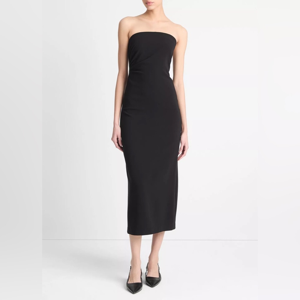 NWT Vince Black Strapless Draped Dress